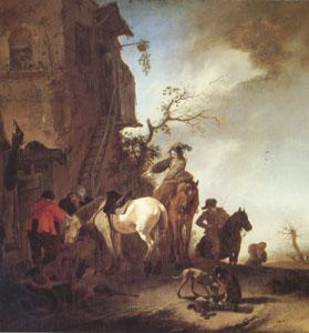 WOUWERMAN, Philips Hunters and Horsemen by the Roadside (mk05) Spain oil painting art